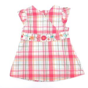 Vintage Gymboree 2007 "Tropical Garden" Girls Plaid Floral Embroidered Top 4T